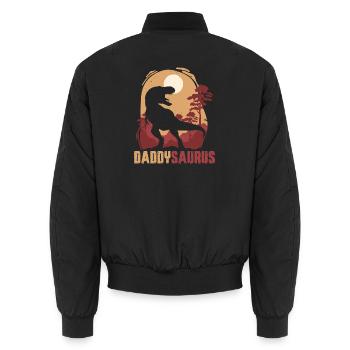 Daddysaurus Sunset Silhouette - Unisex Bomber Jacket - black - Back - AI Model Male 185 light (185cm)