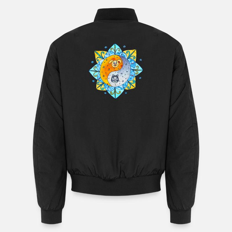 Chien de chat Mignon Yin Yang Symbole Mandala Bomber unisexe
