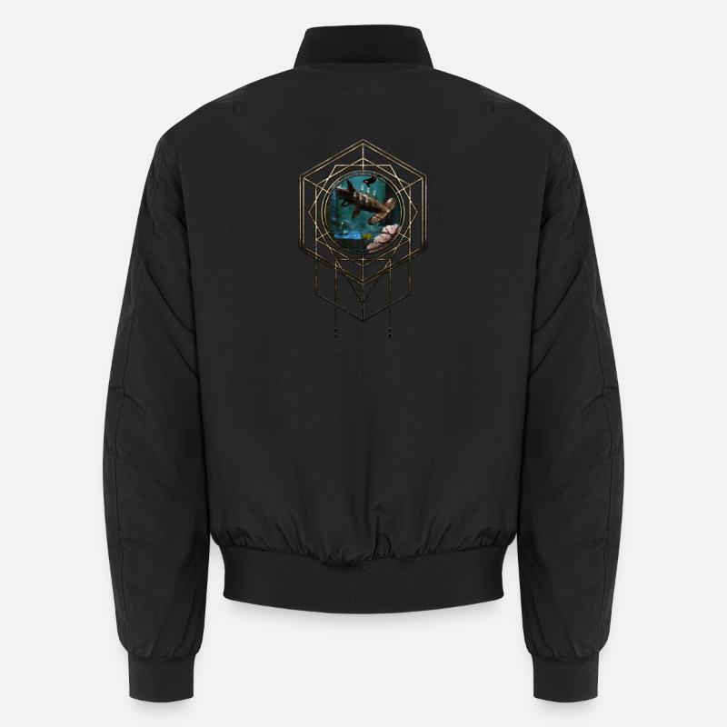 Awesome steampunk hammerhead shark - Unisex Bomber Jacket - black