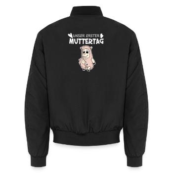 Muttertag Geschenk - Unser erster Muttertag - Unisex Bomberjacke - Schwarz - Hinten - AI Model Male 185 light (185cm)