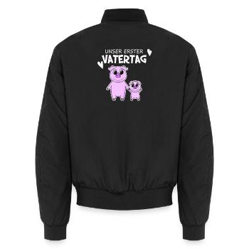 Vatertag Geschenk - Unser erster Vatertag - Unisex Bomberjacke - Schwarz - Hinten - AI Model Male 185 light (185cm)
