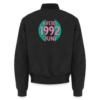 Sternzeichen Krebs Juni 1992 Geburtstag - Unisex Bomberjacke - Schwarz - Hinten - AI Model Male 185 light (185cm)