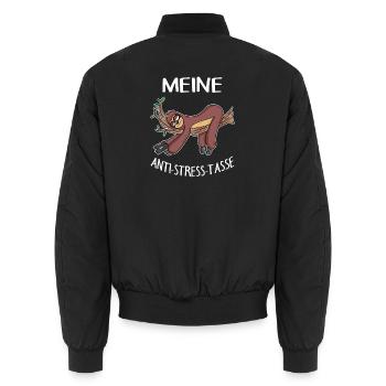 Tasse Faultier Kaffeetasse - Unisex Bomberjacke - Schwarz - Hinten - AI Model Male 185 light (185cm)