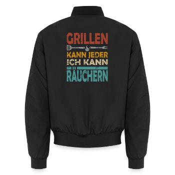 GRILLEN KANN JEDER ICH KANN RÄUCHERN - Unisex Bomberjacke - Schwarz - Hinten - AI Model Male 185 light (185cm)