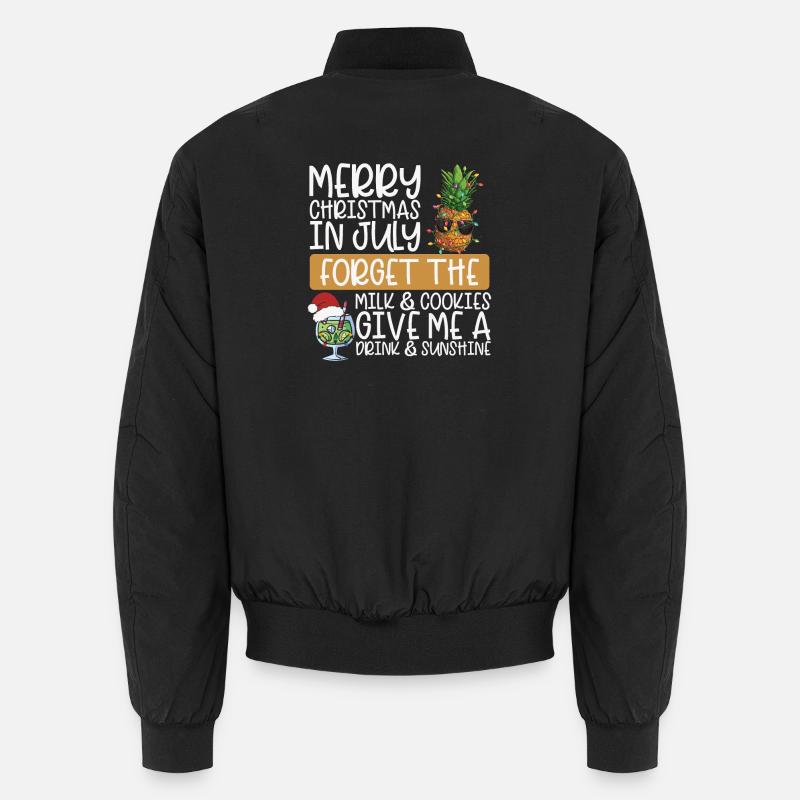 Pineapple Merry Christmas in July - Unisex Bomber Jacket - black