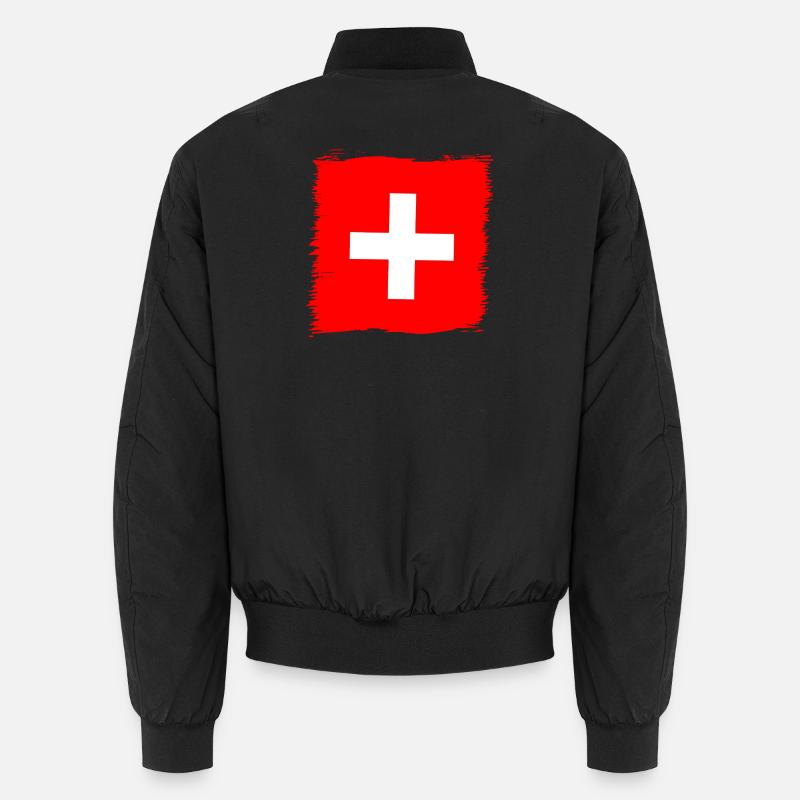Schweiz Schweizer Fahne Flagge Geschenk Unisex Bomberjacke
