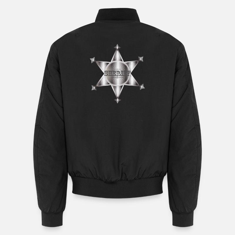 außergewöhnlicher silberfarbene Sheriffstern Unisex Bomberjacke