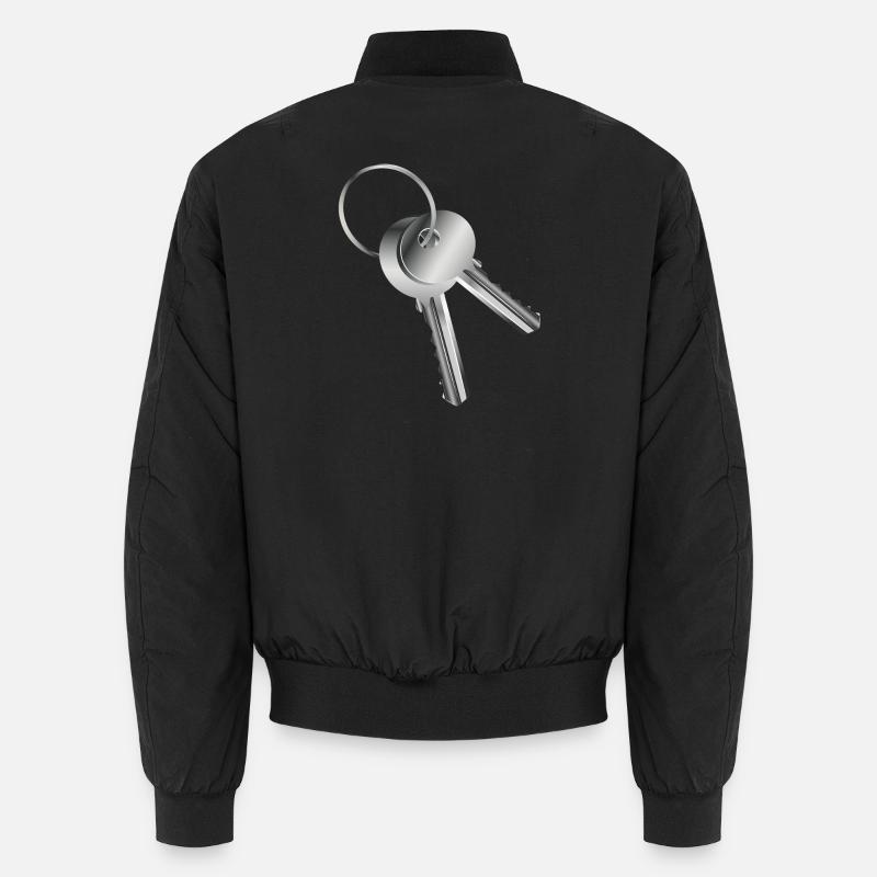 two silver-coloured keys with symbolic character Unisex Bomber Jacket