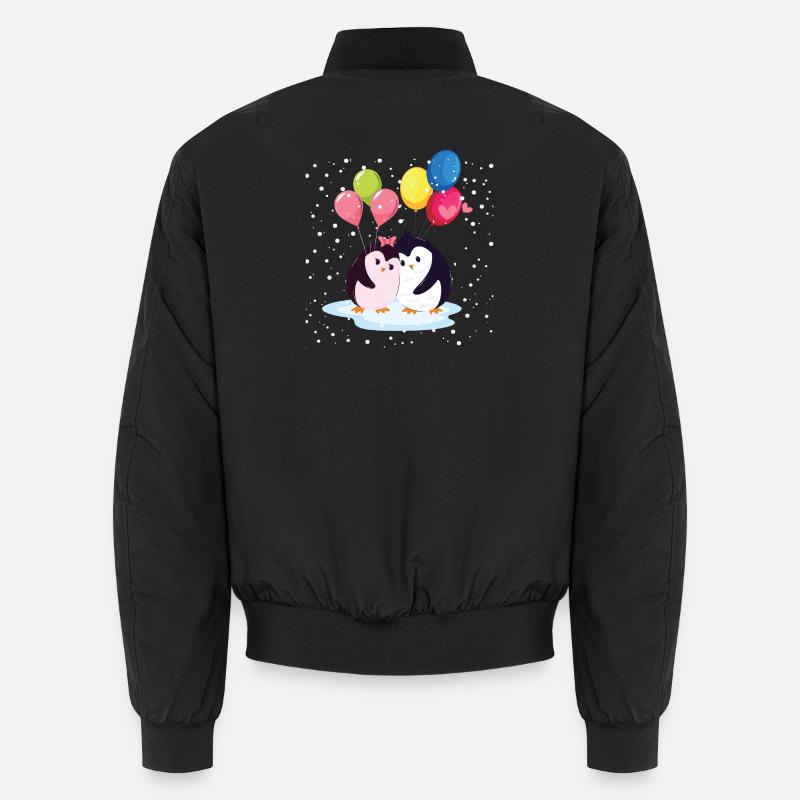 Pingouins avec ballons - Bomber unisexe - noir