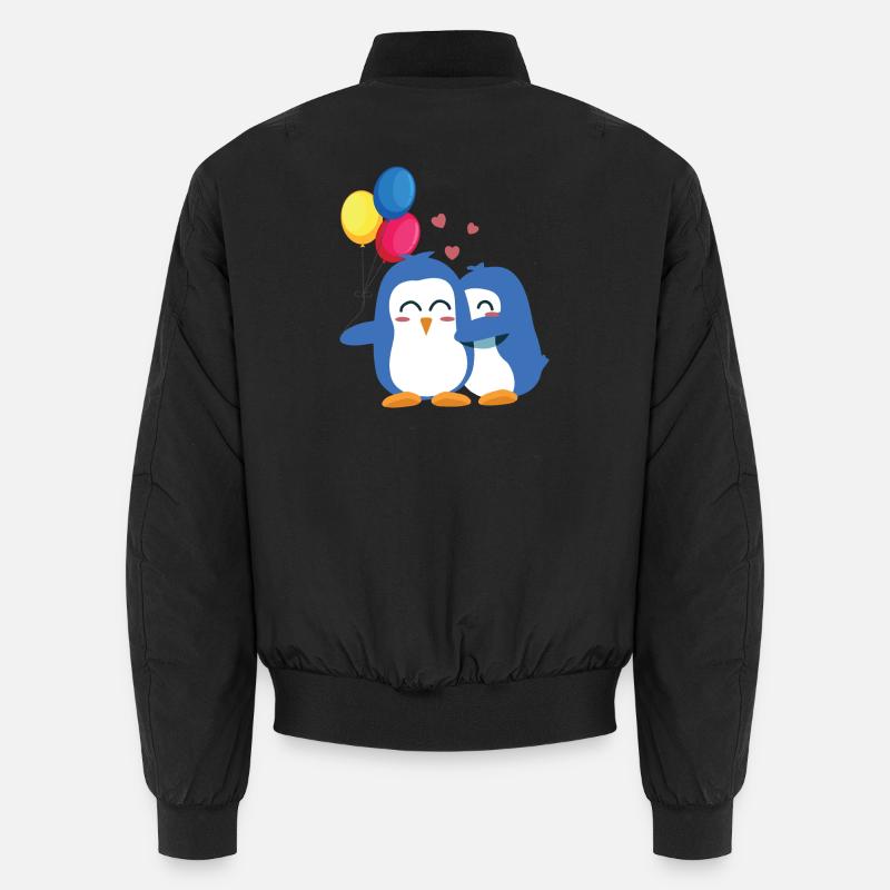 Penguins with Balloons - Unisex Bomber Jacket - black