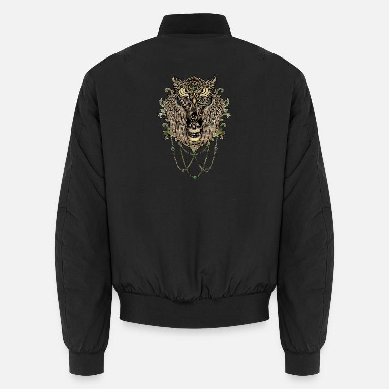 Hibou élégant avec crâne - Bomber unisexe - noir