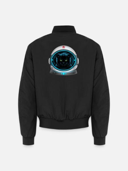 angry space cat astronaut - Unisex Bomber Jacket - black
