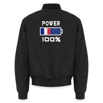 Europe et France Power 100% - Bomber unisexe - noir - Dos - AI Model Male 185 light (185cm)