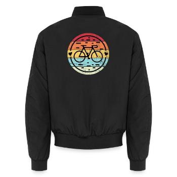 Retro Rainbow Fahrrademblem - Unisex Bomberjacke - Schwarz - Hinten - AI Model Male 185 light (185cm)