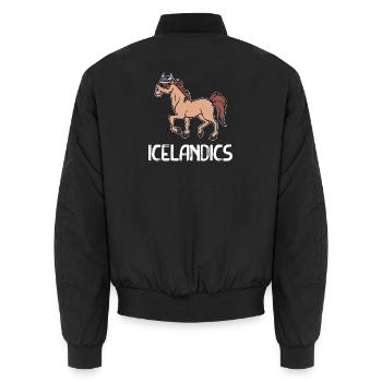 Icelandic Horses Horses Icelandic Horse Fan Horse Love - Unisex Bomber Jacket - black - Back - AI Model Male 185 light (185cm)