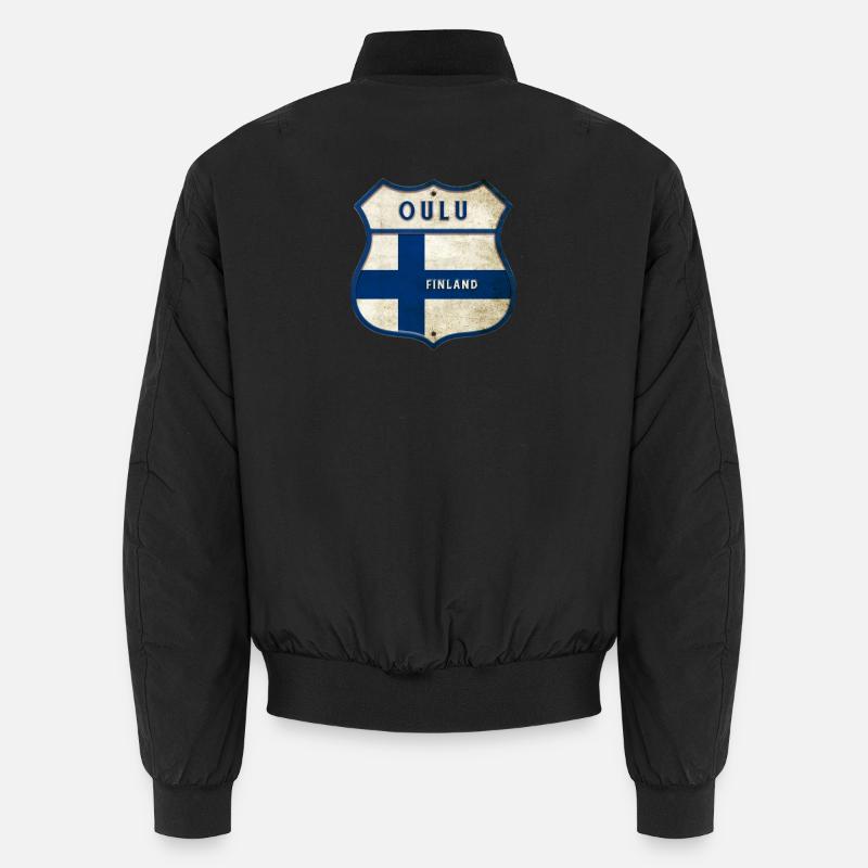 Oulu Finland crest design - Unisex Bomber Jacket - black