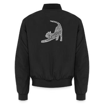 Schrift muster, gestreckte Katze, hell - Unisex Bomberjacke - Schwarz - Hinten - AI Model Male 185 light (185cm)