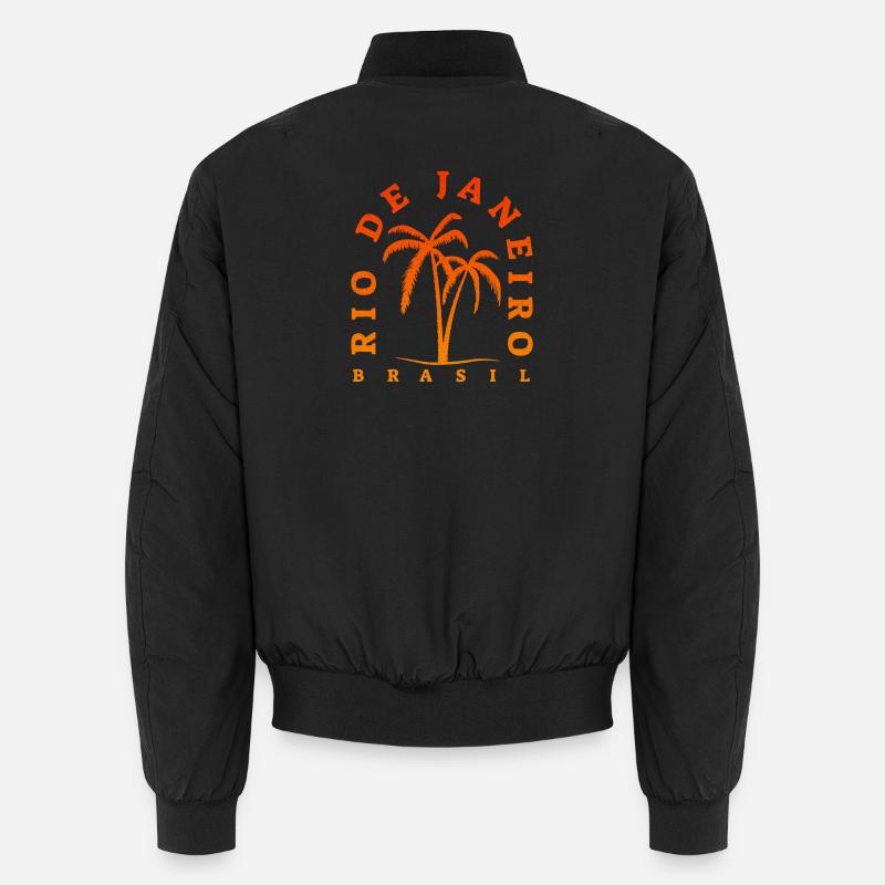 Rio de Janeiro Palm Tree Retro - Unisex Bomberjacke - Schwarz