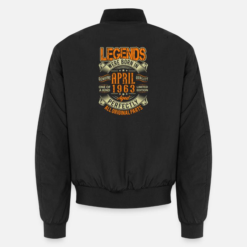 1963 April Birthday Legend - Unisex Bomber Jacket - black