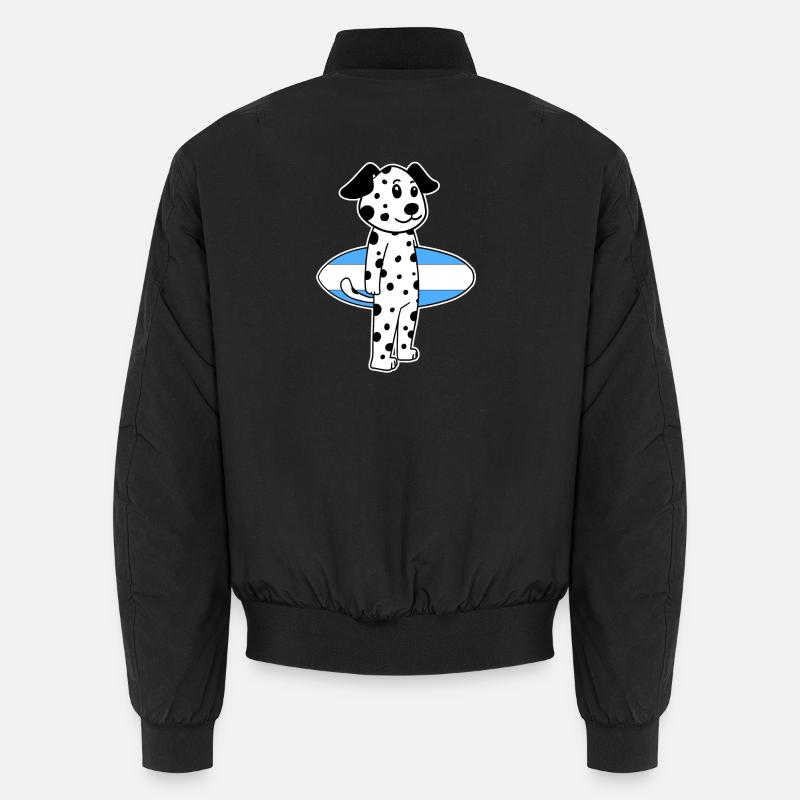 Surfboard Dog Dalmatian Surfing Gift Unisex Bomber Jacket