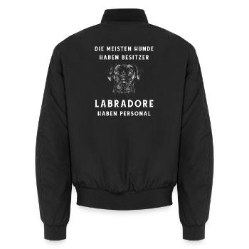 Lustiges Labrador Design - Unisex Bomberjacke - Schwarz - Hinten - AI Model Male 185 light (185cm)