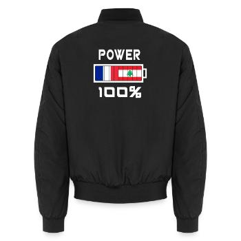 Liban et France Power 100% - Bomber unisexe - noir - Dos - AI Model Male 185 light (185cm)
