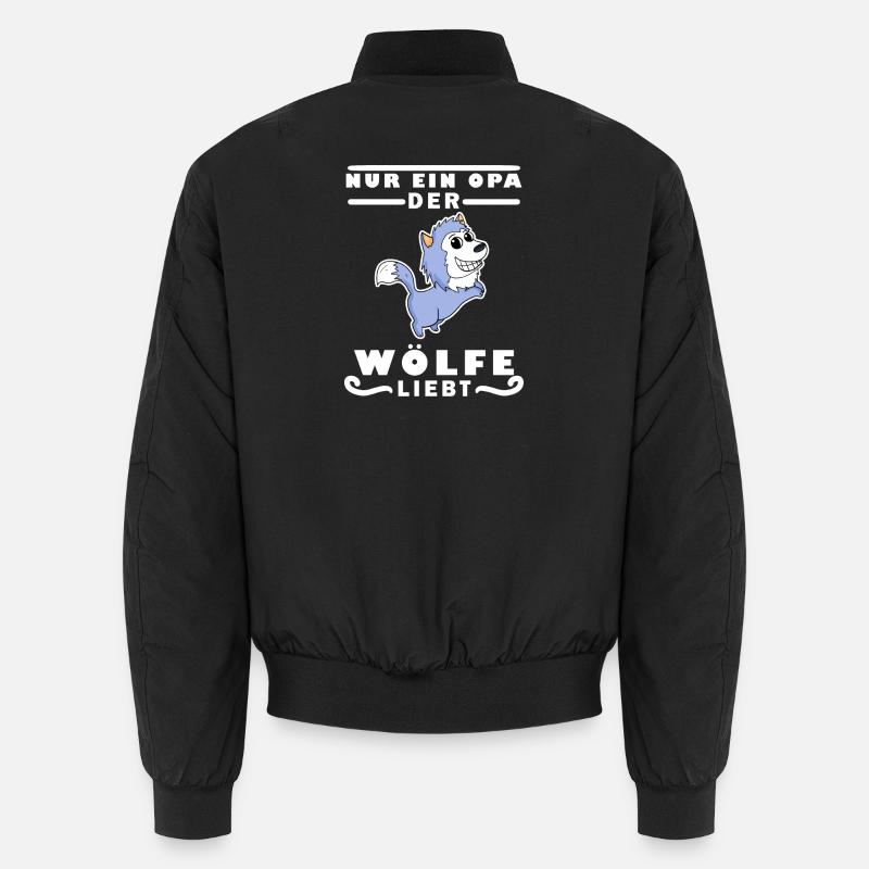 Opa Wolf Wölfe Großvater Geschenk Unisex Bomberjacke