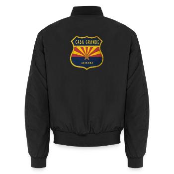 Casa Grande Arizona Flaggen Wappen Design - Unisex Bomberjacke - Schwarz - Hinten - AI Model Male 185 light (185cm)