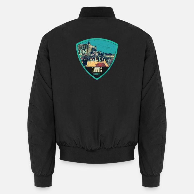 Originelle Retro-Illustration La Croisette in Cannes Unisex Bomberjacke