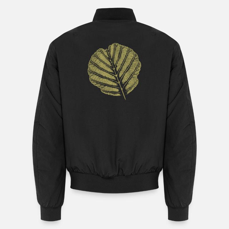 Leaf Alder / KHAKI - Unisex Bomber Jacket - black
