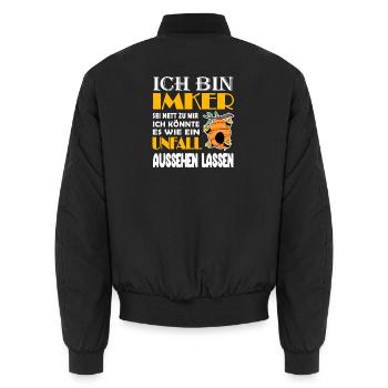 Imker Imkerei Honig Bienen - Unisex Bomberjacke - Schwarz - Hinten - AI Model Male 185 light (185cm)