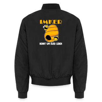 Imker Imkerei Honig Bienen - Unisex Bomberjacke - Schwarz - Hinten - AI Model Male 185 light (185cm)