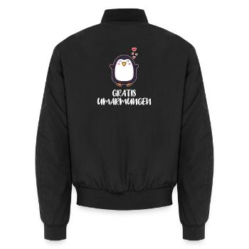 Süß Pinguin Statement Herz Tier Vogel Arktis - Unisex Bomberjacke - Schwarz - Hinten - AI Model Male 185 light (185cm)