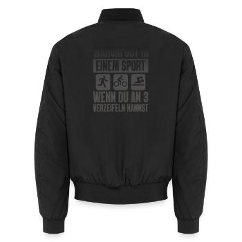Warum Gut In Einem Sport Triathlon - Unisex Bomberjacke - Schwarz - Hinten - AI Model Male 185 light (185cm)