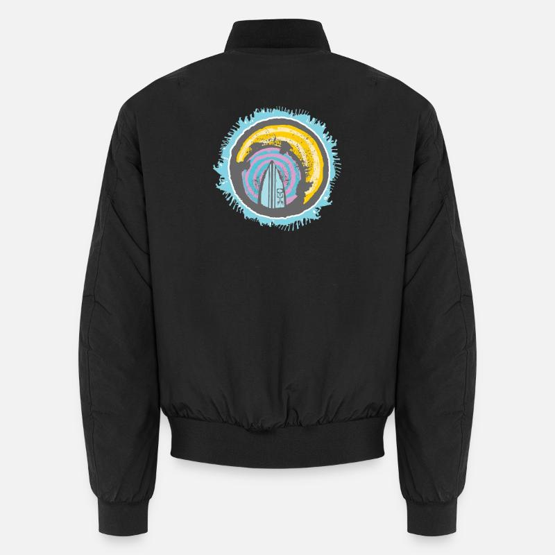 Abstract Surfer Motif on Colored Backdrop Unisex Bomber Jacket
