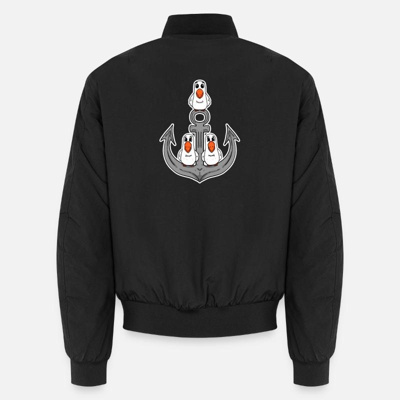 Möwen Möwe Anker - Unisex Bomberjacke - Schwarz