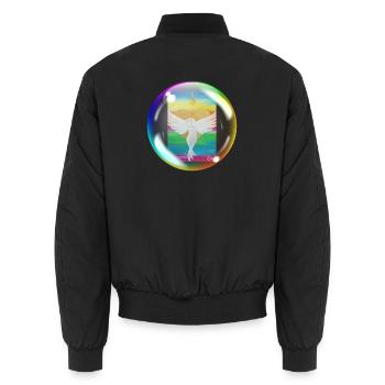 Rainbow Angel of Love Sonja Ariel von Staden - Unisex Bomber Jacket - black - Back - AI Model Male 185 light (185cm)