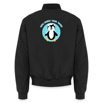 Pinguin Eis Kälte Seevogel Schnee Tier Südpol - Unisex Bomberjacke - Schwarz - Hinten - AI Model Male 185 light (185cm)