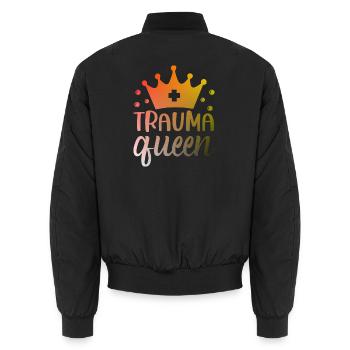 Trauma Queen Nurse - Unisex Bomber Jacket - black - Back - AI Model Male 185 light (185cm)