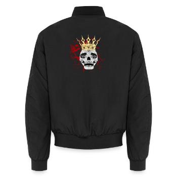 Menschenschädel, Blutflecken, gothic motiv - Unisex Bomberjacke - Schwarz - Hinten - AI Model Male 185 light (185cm)