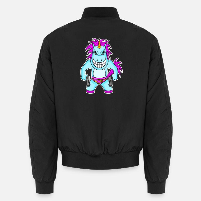 Einhorn mit Pistole Unisex Bomberjacke