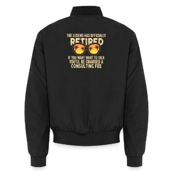The legend is officially retired - Unisex Bomber Jacket - black - Back - AI Model Male 185 light (185cm)