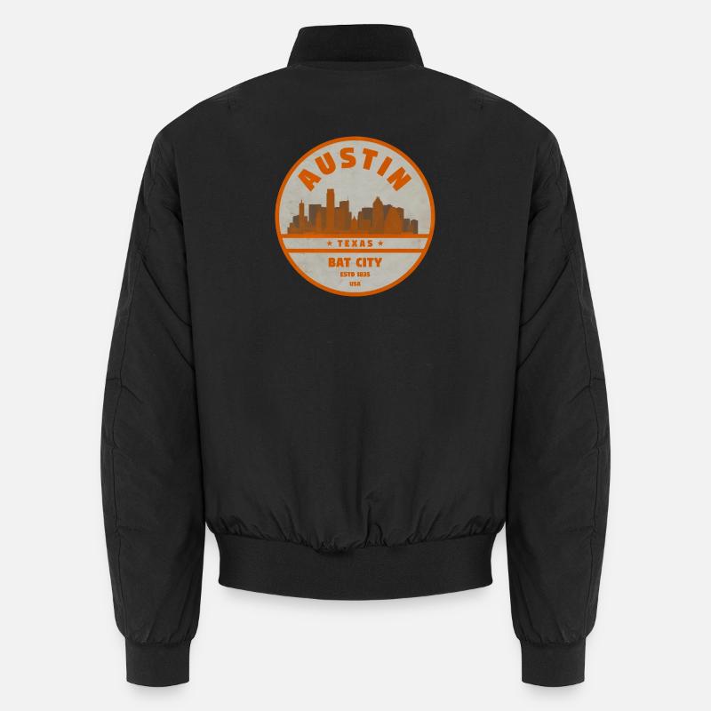 Austin Bat City Skyline Rétro - Bomber unisexe - noir