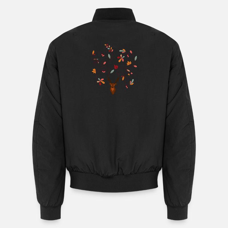 Cerf en automne idée cadeau bois avec feuilles Bomber unisexe