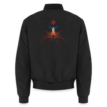 Afrofuturistische Maske mit kosmischen Wurzeln - Unisex Bomberjacke - Schwarz - Hinten - AI Model Male 185 light (185cm)