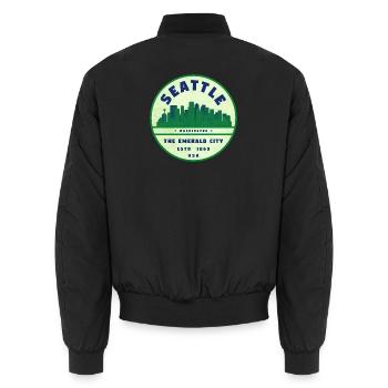 Emerald City Seattle Vintage Badge - Unisex Bomberjacke - Schwarz - Hinten - AI Model Male 185 light (185cm)