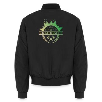 bushcraft suvival symbol logo icon adventure - Unisex Bomber Jacket - black - Back - AI Model Male 185 light (185cm)