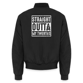 Juste sorti de la vingtaine - Bomber unisexe - noir - Dos - AI Model Male 185 light (185cm)
