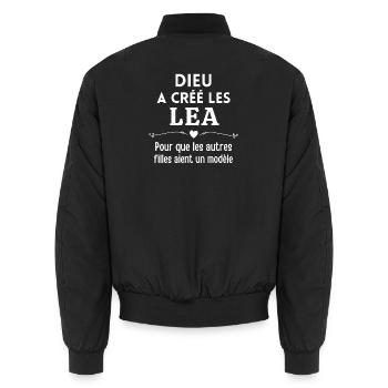Léa, prénom Léa, anniversaire Léa - Bomber unisexe - noir - Dos - AI Model Male 185 light (185cm)