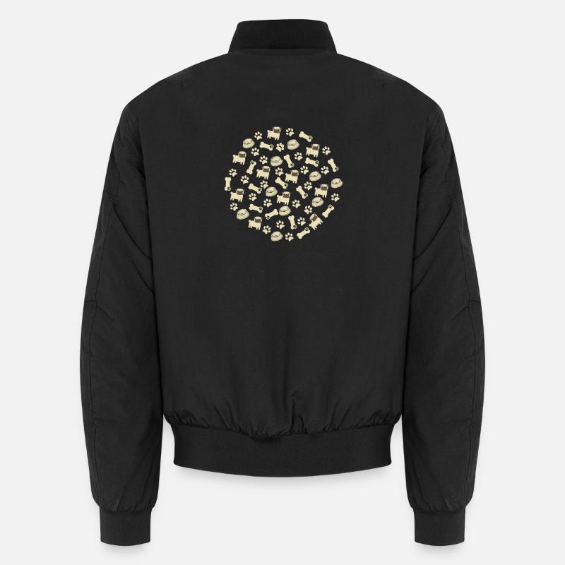 Pug Pattern - Pug Lovers Apparel - Unisex Bomberjacke - Schwarz